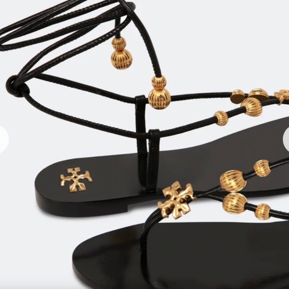 NWOB Tory Burch Capri Lace‑Up Sandals – Perfect Black – Size 8 – With Dust Bag - Picture 3 of 13